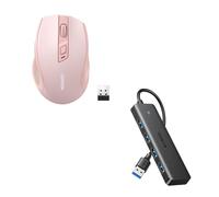 UGREEN Pink Wireless Mouse USB HUB with 15CM Cable