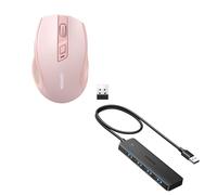 UGREEN Pink Wireless Mouse USB HUB with 60CM Cable