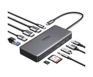 UGREEN Revodok Pro 211 USB C Docking Station, 11-in-1 Dual HDMI (4K@60Hz, 8K@30Hz), 10Gbps USB-C/A Data Ports, 100W PD, Ethernet, SD/TF, Audio for XPS, ThinkPad, Surface
