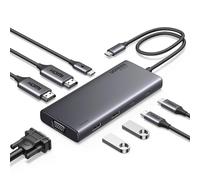 UGREEN Revodok Pro 308 USB C Docking Station, Triple Display USB C Dock with 2 HDMI and VGA, 10Gbps USB-C and USB-A Data Ports, 100W PD, for HP Laptops, ThinkPad, Surface Pro and More