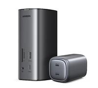 UGREEN Revodok Pro 312 USB C Docking Station with 100W USB-C GaN Charger, 12-in-1 Docking Station Triple Monitor with Dual HDMI, DP, Single 8K, Triple 4K, 100W PD, 10Gbps Data for MacBook M1/M2