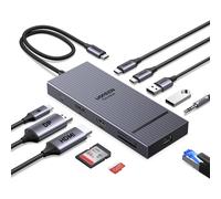 UGREEN Revodok Pro Docking Station (11-in-1), Dual 4K@60Hz HDMI+DP, 4K@120Hz DisplayPort, 2×10Gbps USB-C, 100W PD, 170MB/s SD/TF, 40cm Cable, Aluminum USB C Hub for Dell, HP, Surface Laptops