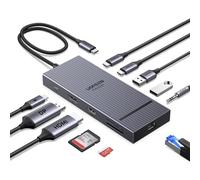 UGREEN Revodok Pro Docking Station (11-in-1), Dual 4K@60Hz HDMI+DP, 4K@120Hz DisplayPort, 2×10Gbps USB-C, 100W PD, 170MB/s SD/TF, 40cm Cable, Aluminum USB C Hub for Dell, HP, Surface Laptops