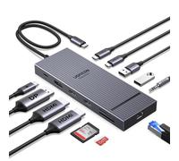 UGREEN Revodok Pro Docking Station (12-in-1), Triple 4K Display with 2× HDMI+ DP, 4K@120Hz Max DisplayPort, 2×10Gbps USB-C, 100W PD, 170MB/s SD/TF, 40cm Cable, Aluminum USB C Hub for Dell, HP Laptop