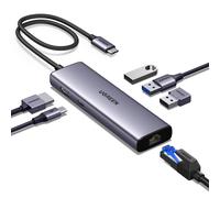 UGREEN Revodok USB C Hub, 6-in-1 USB Multiport Adaptor, 1Gbps USB-C to Ethernet Adapter, 4K HDMI, 100W PD, 3x 5Gbps USB-A Ports, Aluminum Compact USBC Dock for MacBook, HP, Dell Laptops, iPad Pro