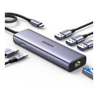 UGREEN Revodok USB C Hub Ethernet, 6-in-1 USB-C Dock with 1000Mbps Ethernet, 4K HDMI, 100W PD, 3 USB-A 3.0 Data Ports, Multiport Adapter for MacBook Air M1/M2, iPhone 15 Pro Series, iPad, Surface, XPS