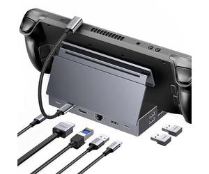 UGREEN Steam Deck Dock, 9-in-1 Docking Station, Adjustable and Foldable Stand, 4K@60Hz HDMI, 100W PD, 10Gbps USB-C and USB-A, Ethernet, SD/TF, For Steam Deck OLED, ROG Ally X, Legion Go, MSI Claw