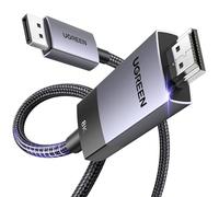 UGREEN DisplayPort to HDMI Cable Uni-Directional Braided 8K@60Hz, 4K@240Hz/120Hz, 2K@240Hz DP 1.4 to HDMI 2.1 High Speed Support 3D/HDCP 2.3/Active HDR Multi-Screen for Monitor Projector Laptop (2M)