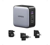 UGREEN Universal Travel Adapter 65W 3-Port Fast Charger with US/UK/EU Plug | Laptop Charger, Compatible with MacBook Pro/Air, iPhone 17 Pro/17/16, iPad, Galaxy S25, Pixel 9, in over 200 countries