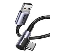 UGREEN USB A to USB C Cable 90 Degree 3A Right Angle USB C Charger Cable Fast Charging Compatible with iPhone 17/16/15, Galaxy S25 S24 Ultra, Mi 13, Pixel 9 8, Huawei P60 P50 Pro, Switch, PS5 (3M)