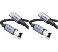 UGREEN USB B Printer Cable 2.0 Braided for MacBook, MIDI, HP Printer 2M (Pack of 2)