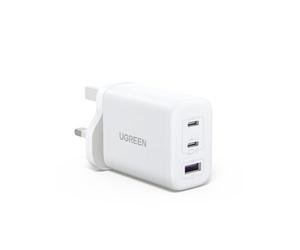 UGREEN USB C Charger 65W GaN Fast Charger 3 Port Compact Travel Plug