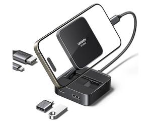 UGREEN USB C Hub, 4-in-1 Magnetic 4K@60Hz USB-C to HDMI Adapter | 100W PD Charging, USB-A/C Data Ports, Foldable Portable USBC Adapter for iPhone 15/16 Series, Galaxy S24, iPad Pro and More