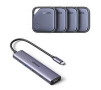 UGREEN USB C Hub, 5-in-1 USB Hub for Laptops, 4K HDMI to USB-C Adapter, 100W PD, 3 USB-A Data Ports, Aluminum Compact Multiport Adapter & UGREEN FineTrack (4 Pack) for Apple Find My (iOS only)