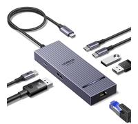 UGREEN USB C Hub, 7-in-1 USB-C to DisplayPort Adapter 4K@60Hz, 2K@144Hz, 1000Mbps Ethernet, 3x 10Gbps USBA & USBC Data Ports, 100W PD, Aluminum Compact Dock for MacBook, Dell, HP, iPad (No HDMI Port)
