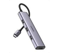 UGREEN USB C Hub, Aluminum USB C to 4-Port USB 3.0 Adapter, Ultra Slim Thunderbolt 3 Multiport Hub Compatible with PC, MacBook Air, iPad, Surface Pro, Dell XPS, PS5, Hard Drive, Keyboard, Mouse