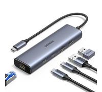UGREEN USB C Hub Ethernet, 10Gbps USB 3.2 Ethernet Adapter | 2*USB-C 3.2, USB-A 3.2/2.0, Gigabit RJ45, Power Port (Only for Adapter), Type C to Network Dongle for Laptop, MacBook, XPS