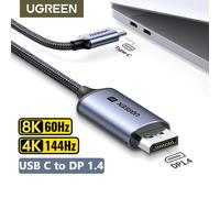 UGREEN USB C to 8K Displayport 1.4 for iPhone 15 Macbook Pro iPad Compatible Thunderbolt 3/4 USB Type C to 8K DP Cable 32.4Gbps 8K Metal Grey