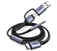 UGREEN USB C to Aux Cable 2-IN-1 DAC PD 60W USB C to 3.5mm Jack and Charge Stereo Type C Car Audio Compatible with Galaxy S26 Ultra S25 A56 iPhone 17/17 Pro Max/16/15 M4 iPad Air Pixel 10/9 (1.5M)