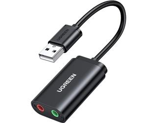 UGREEN USB Sound Card USB 2.0 to 3.5mm Jack Audio Adapter Dual Aux Stereo