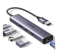 UGREEN USB to Ethernet Adapter, 5 in 1 USB Hub with Ethernet, Plug and Play | Multiport Network Adapter with 3 USB 3.0 Port, Gigabit RJ45, USB-C Power Port Compatible for Laptop MacBook XPS Windows 11