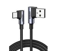 UGREEN USB to USB C Cable Right Angle 3A 90 Degree USB C Charger Cable Fast Charging Compatible with iPhone 17/16/15 Pro Max Galaxy S24 S23 Ultra A53 Pixel 9 8 Redmi Note 11 Huawei P60 P50 Pro (1M)