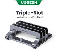 UGREEN Vertical Laptop Stand For MacBook Air Pro Triple Slots Aluminum Notebook Stand For MacBook Pro Tablet iPad Phone Holder Metal Triple Slots