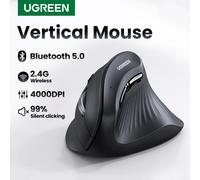 UGREEN Vertical Mouse Wireless Bluetooth5.0 2.4G Ergonomic 4000DPI 6 Mute Buttons for MacBook Tablet Laptops Computer PC Mice Mouse Pad Set