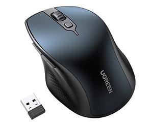 UGREEN Wireless Mouse, BT 5.0 2.4G Dual Modes, Ergonomic Mouse, 4000 DPI, 4 Adjustable Levels, Silent Click, Bluetooth Mouse for PC, Tablet, Macbook, Windows, Mac OS, Android (Blue)