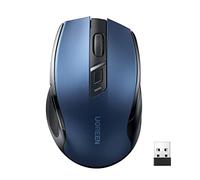 UGREEN Wireless Mouse, Slient Clicks Mouse, 18-Month Battery, Ergonomic Comfort Design, 5-Level Adjustable 4000 DPI, Plug & Play, 6 Buttons, 2.4GHz with USB Mini Receiver, for Laptop, PC, Mac - Blue