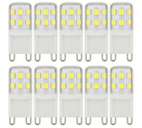 Ugvmn 2W G9 LED Bulbs 320LM, Cool White 6500K Energy Saving Light Bulbs Equivalent to 28W Halogen, No Flicker Capsule GU9 LED Bulb for Home Lighting Decor, Chandelier, Not Dimmable, 220-240V, 10 Pack