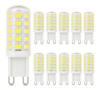 Ugvmn 3W G9 LED Bulbs 580LM, Cool White 6000K Energy Saving Light Bulbs Equivalent to 40W Halogen, No Flicker Capsule GU9 LED Bulb for Home Lighting Decor, Chandelier, Not Dimmable, 220-240V, 10 Pack