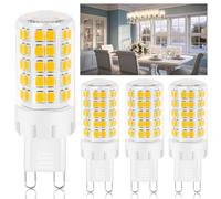 Ugvmn G9 Led Light Bulbs 8W Warm White 300K, Equivalent to 60W 80W Halogen, No Flicker Energy Saving Bulb, 220-240V, Non-Dimmable, Home Lighting Decor 4 Pack