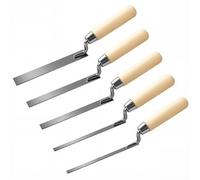 UGXJAIO 5Pcs Pointing Trowel Set, 6/8/10/12/15mm Carbon Steel Blades | Wood Handle,Professional Finger Pointing Trowels for Brick Joint Repair, Gap Filling, Bricklaying Projects