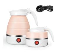 UGXJAIO Foldable Electric Kettle Mini Travel Kettle Portable Fast Boiling 600 ML Collapsible Camping Kettle with Separable Power Cord for Outdoor Hiking Camping Traveling,Pink