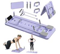 UGXJAIO Upgraded Pilates Reformer Machine Full Body Workout Equipment Automatic Rebound Ab Roller Wheel Training Board Foldable Pilates Board Pilates Gym Equipment for Home,purple