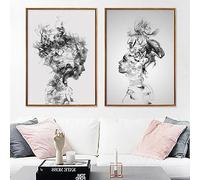 UGZDEA Abstract Art Poster Canvas Pictures, Modern Black White Motif, Smoked Boy Girl Poster, Abstract Sketch Art Line Painting Living Room Bedroom Decoration Picture without Frame(A,2x50x70cm)