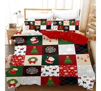 UGZDEA Christmas Bedding Set 135x200cm, 3D Christma Bedding Set With 2 Pillowcases, Father Christma, Christmas Tree, Deer, For Kids Teenagers (F, 135x200cm)