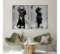 UGZDEA Japanese Samurai Canvas Pictures, Japanese Bushido Art Portrait Poster Modern Living Room Bedroom Decoration Poster Painting No Framed(C,2x40x60cm)