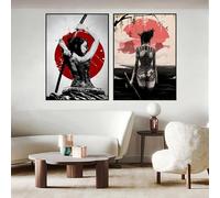 UGZDEA Japanese Samurai Canvas Pictures, Japanese Bushido Art Portrait Poster Modern Living Room Bedroom Decoration Poster Painting No Framed(D,2x30x40cm)