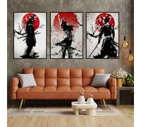 UGZDEA Japanese Samurai Canvas Pictures, Japanese Bushido Art Portrait Poster Modern Living Room Bedroom Decoration Poster Painting No Framed(E,3x40x60cm)