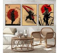 UGZDEA Japanese Samurai Canvas Pictures, Japanese Bushido Art Portrait Poster Modern Living Room Bedroom Decoration Poster Painting No Framed(A,3x20x30cm)