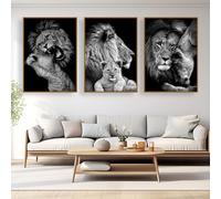 UGZDEA Lion Canvas Pictures, Black White Lion and Lioness Poster Painting Animal Pictures Modern Living Room Bedroom Home Decor - No Frame(D,3x40x60cm)