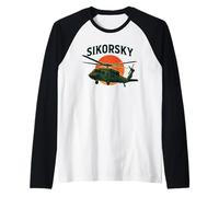 UH-60 Sikorsky Blackhawk Helicopter Flying Army Pilot Gift Raglan Baseball Tee