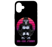 Uh Oh Stinky Poop Le Monke 80s Vaporwave Case for iPhone 16 Plus