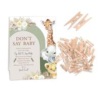 UHADRE Boho Safari Baby Shower Games, Don't Say Baby Game for Baby Shower (One Sign with 50 Mini Clothespins), Pampas Grass Wild Animals Theme Baby Shower Decorations, Gender Reveal Game-DSBB20