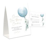 UHADRE Guess How Many Candies Game(One Sign with 50 Cards),Baby Shower Game, Blue Balloon Baby Shower, Birthday Party Game, How Many Cards, Candy Guessing Game Sign and Cards Set-GCD07