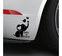 UHANBUT Baby on Board Elephant Car Sticker Decal, Cute Cartoon Vinyl Auto Safety Warning Signs Decals Decoration, Waterproof Cars Stickers Accessories for Bumper Laptop Wall (Black)