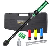 Uharbour 1/2" Torque Wrench Set, Car Torque Wrench 20-230 Nm for Tightening Lug Nuts with 3 Sockets, Adapter & Extension Bar, Dual-Directional Adjustable 72-Tooth Ratchet & Unique Calibration Number