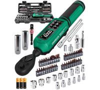 Uharbour Digital Torque Wrench 3/8" Drive, 0.66-44.29Ft.lbs/0.9-60Nm Range, 66 PCS Torque Wrench Set with Dual Direction Ratchet, ±1% Accuracy with Vibration, Buzzer and LED Alert